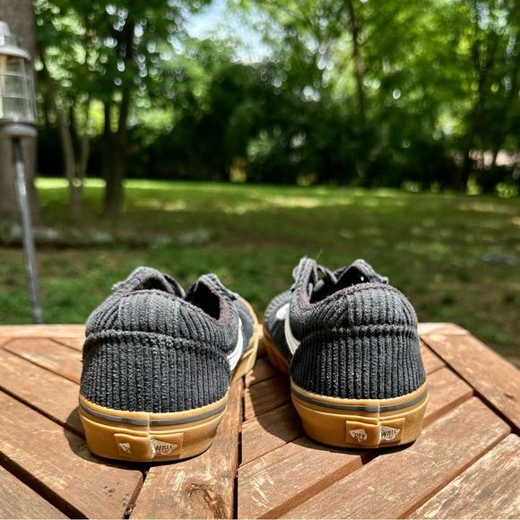 Boys Vans Fleece Corduroy Ward Skate Shoes - Black Tan Youth - Picture 2 of 7